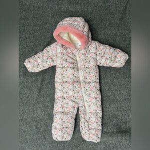 Okie Dokie Pink Floral Baby Snowsuit